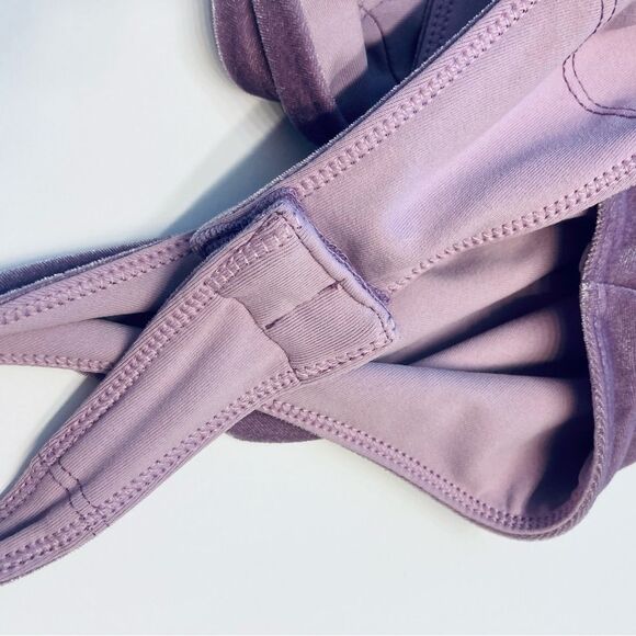 Fabletics Gigi Velour One Shoulder Bodysuit Bright‎ Lilac Size Large 10 NWT - Picture 4 of 9